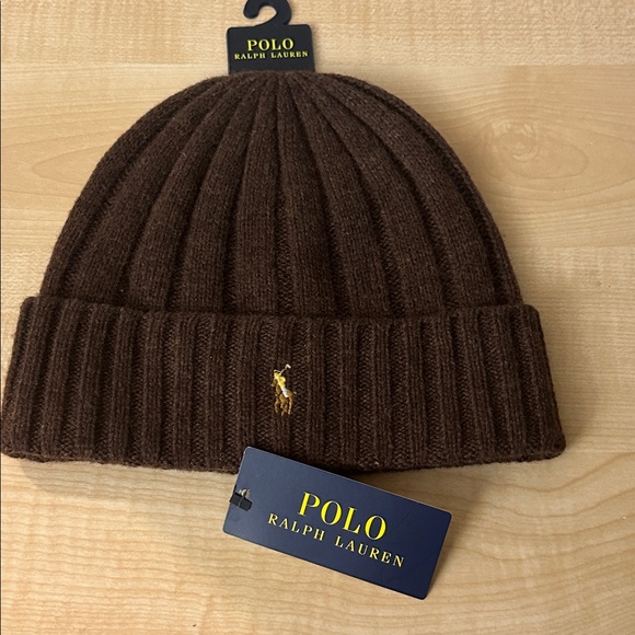 Polo Signature Pony Wool-Blend Gray AND Brown Beanie Bundle - Unisex - Picture 3 of 5